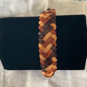 Tricolor brown faux leather band, 11"